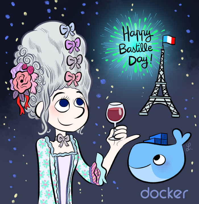 Marie-Antoinette pour le 14 juillet, fête nationale française (dessin pour Docker par Laurel Duermael)