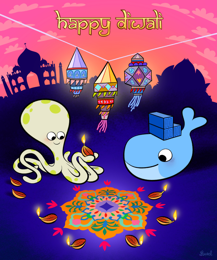 Happy Diwali ! - Laurel Duermael - Drawing for Docker 