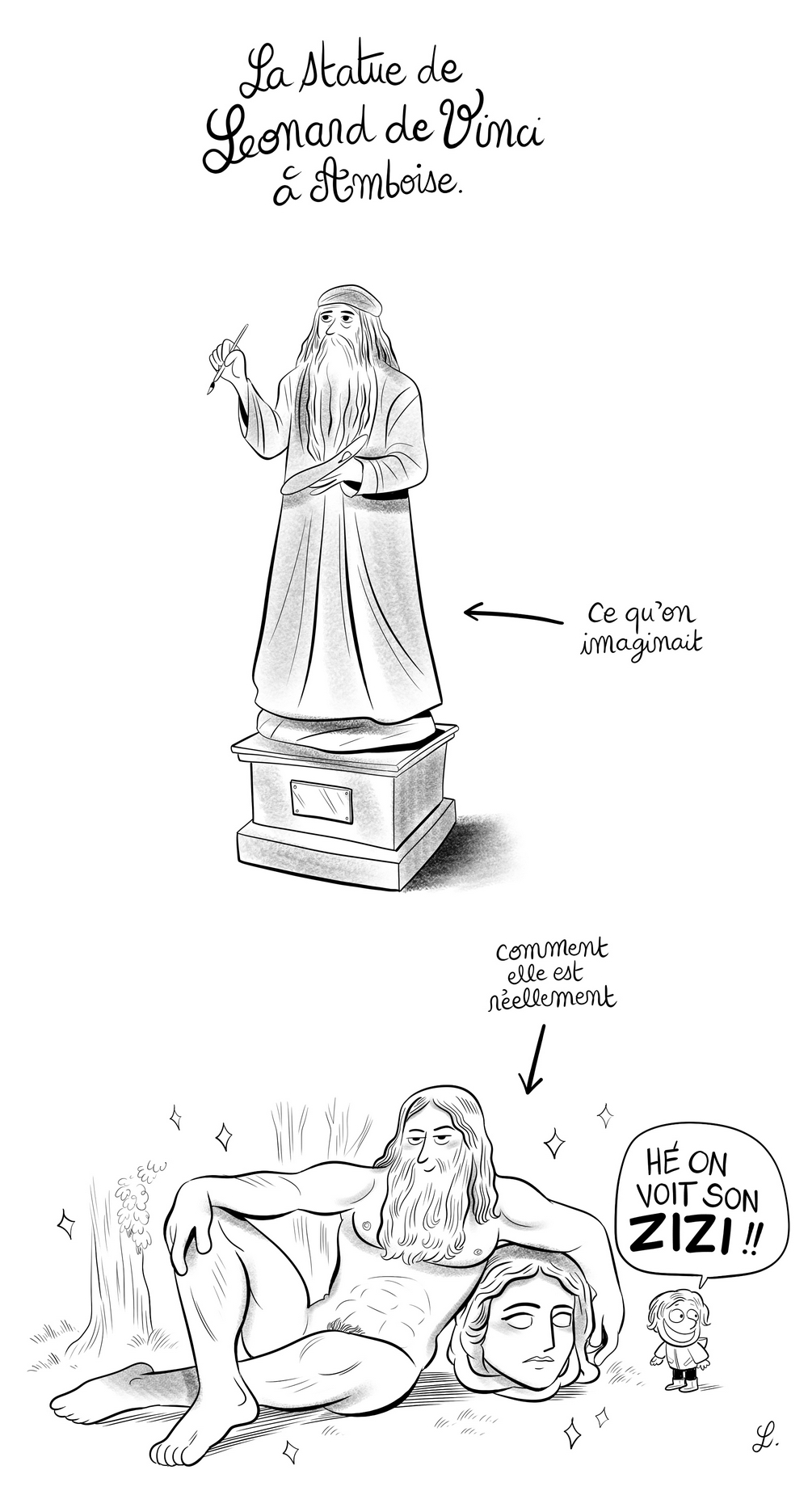 La statue de Léonard de Vinci à Amboise. 