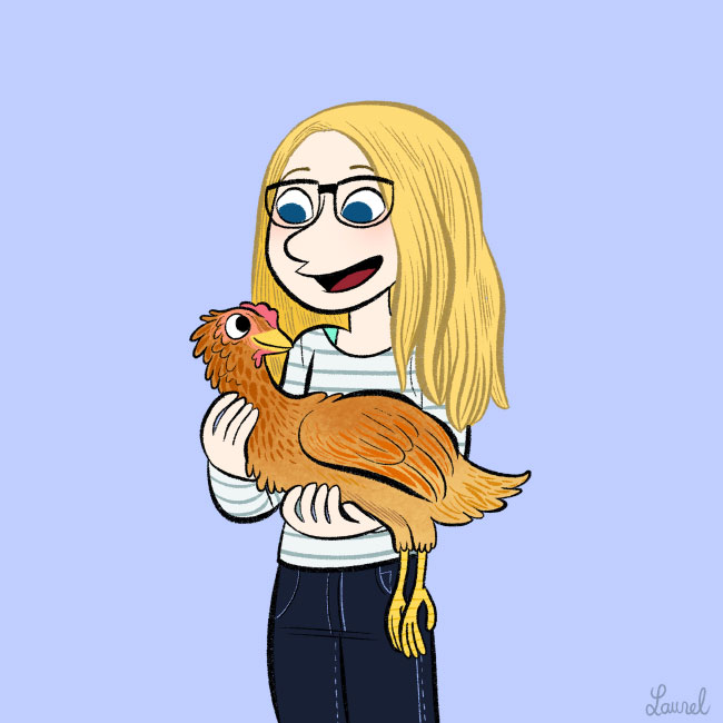Un dessin de Faustine et son poulet. 