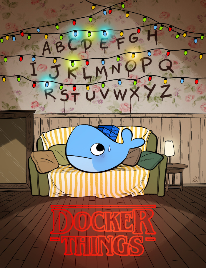 Un dessin Stranger Things pour Docker, à l'occasion de la sortie de la saison 2 sur Netflix, par Laurel Duermael 